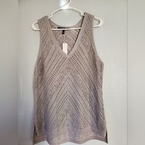 White House Black Market Womens Knited Sleeveless Top Glittery Grey L